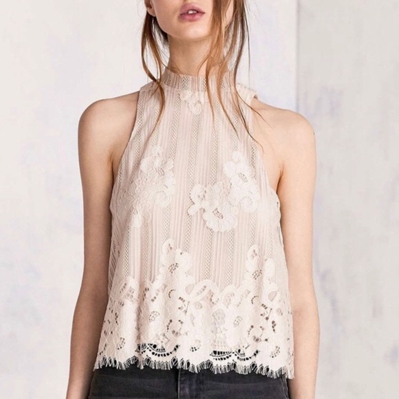 Urban Outfitters Tops - Kimchi Blue | Lace Mock Neck Sleeveless Blouse